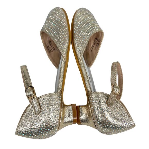 Badgley Mischka Girls Metallic Dress Shoes 3 Rhinestones Light Gold BM84031 - Picture 4 of 14
